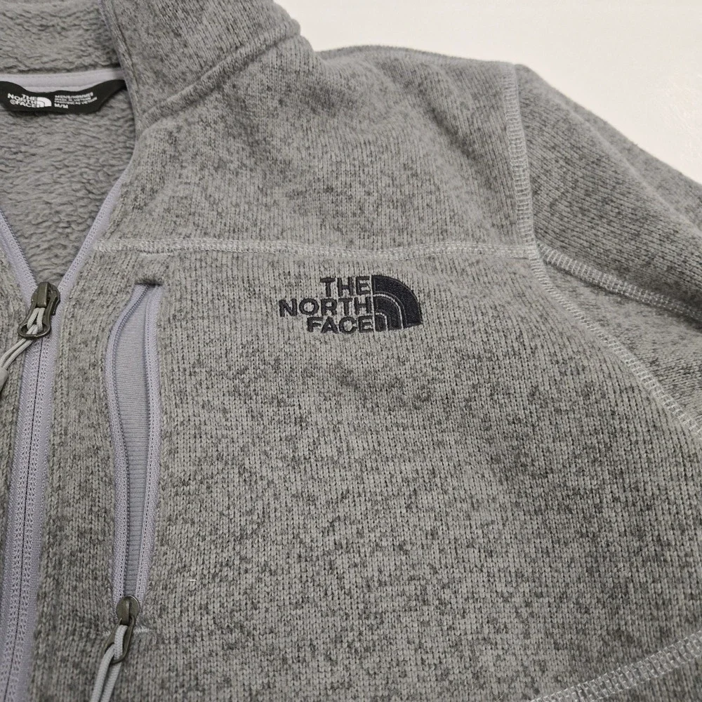 The North Face Heather Gray Pullover Fleece Lined Sweater Jacket Men's Medium‎